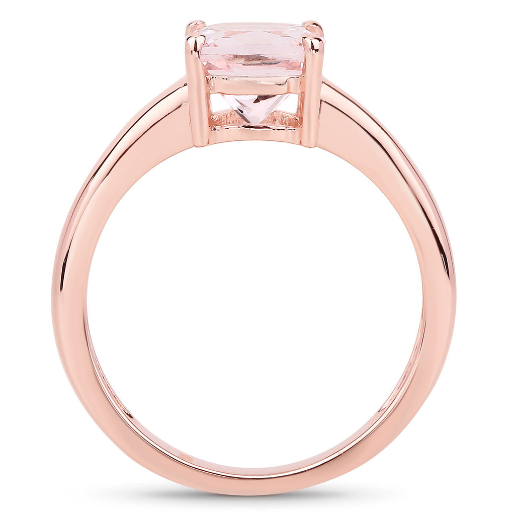 Morganite Ring 1.18 Carats Gold Plated Silver