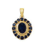 Blue Sapphire Pendant 2.98 Carats Gold Plated Silver