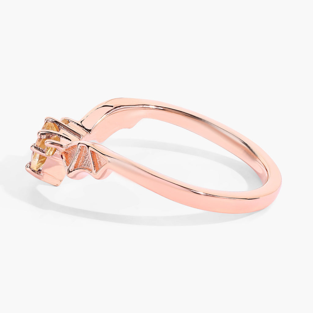 Citrine Bat Ring 0.24 Carats Gold Plated Silver