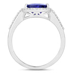 Tanzanite Ring With Diamonds 2.86 Carats 14K White Gold