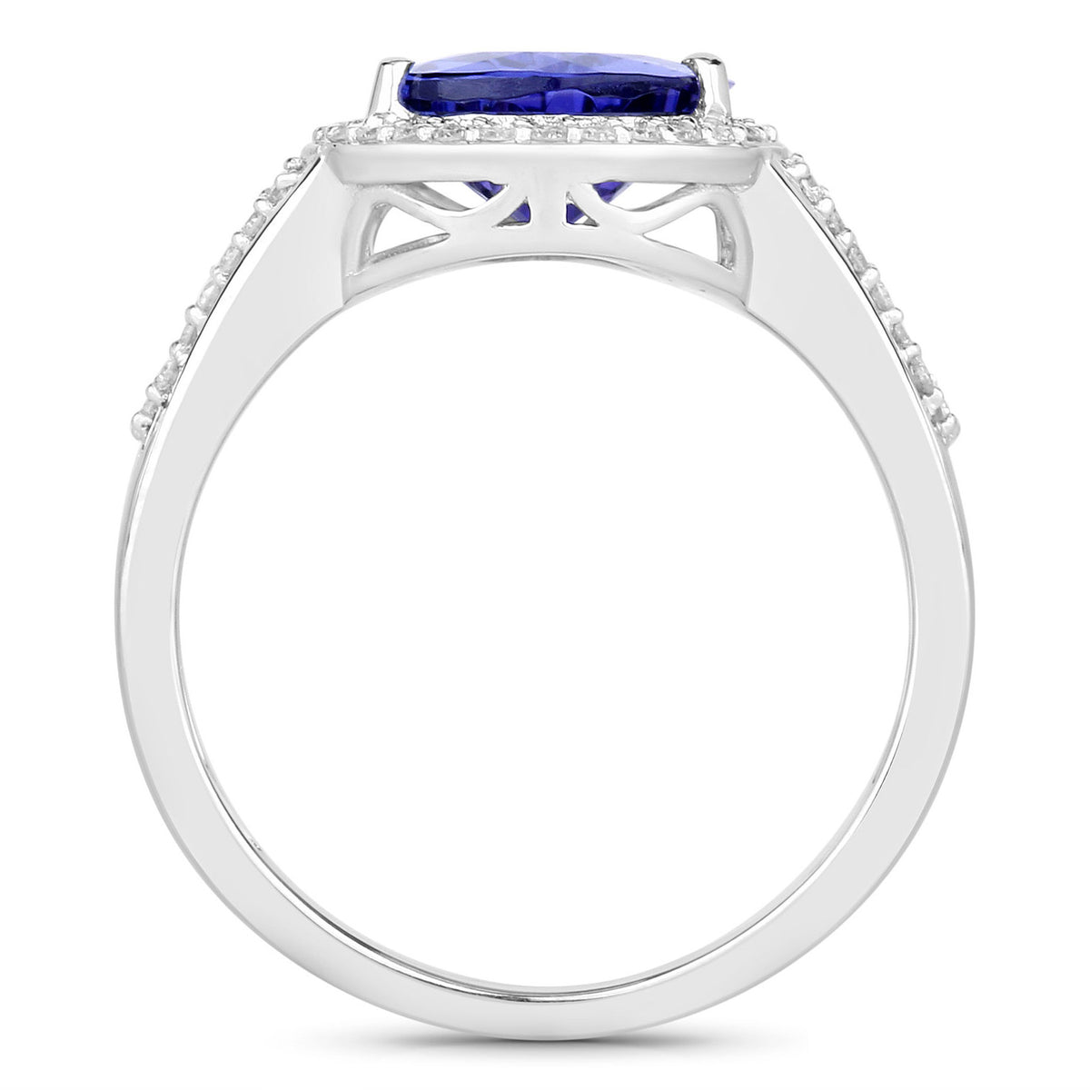 Tanzanite Ring With Diamonds 2.86 Carats 14K White Gold