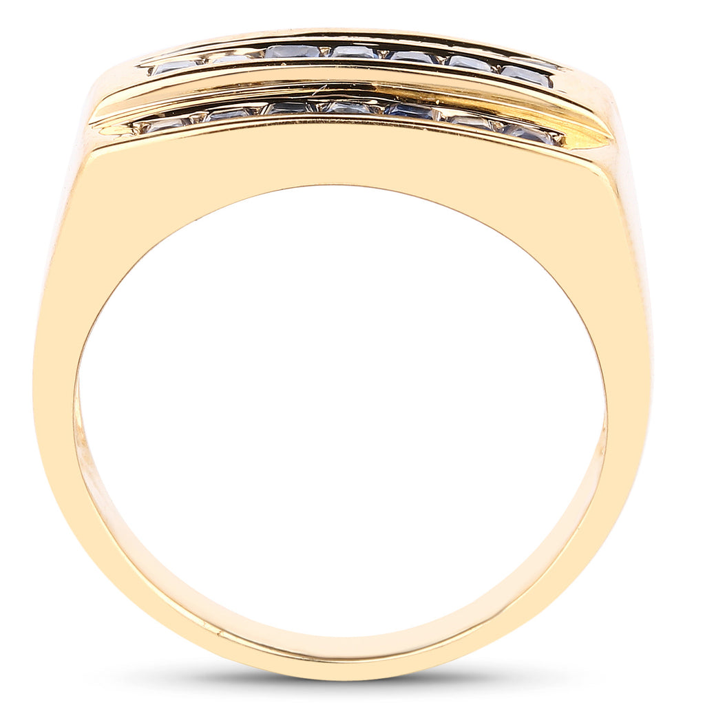 Blue Sapphire Ring 1.04 Carats Gold Plated Silver