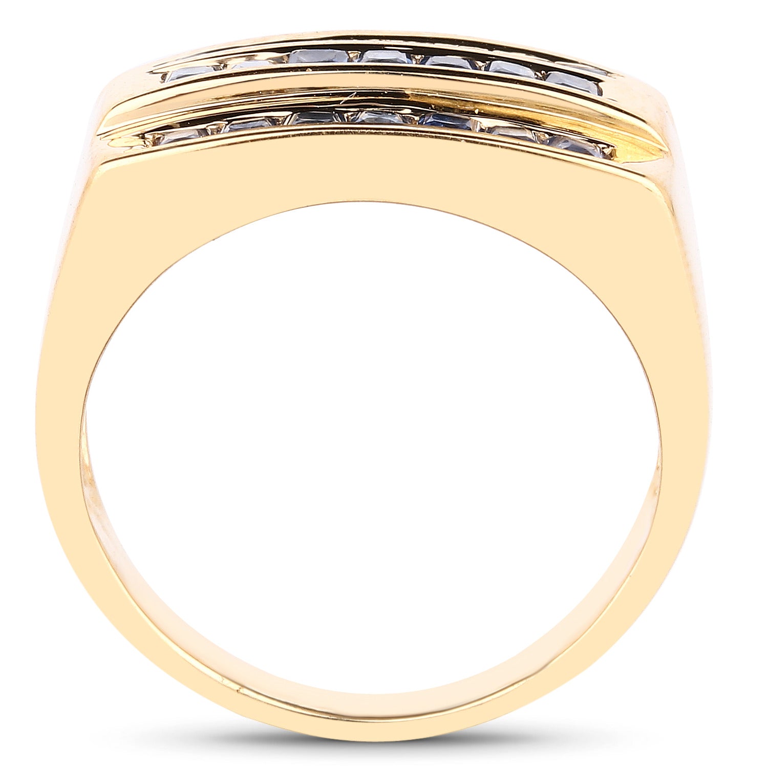 Blue Sapphire Ring 1.04 Carats Gold Plated Silver