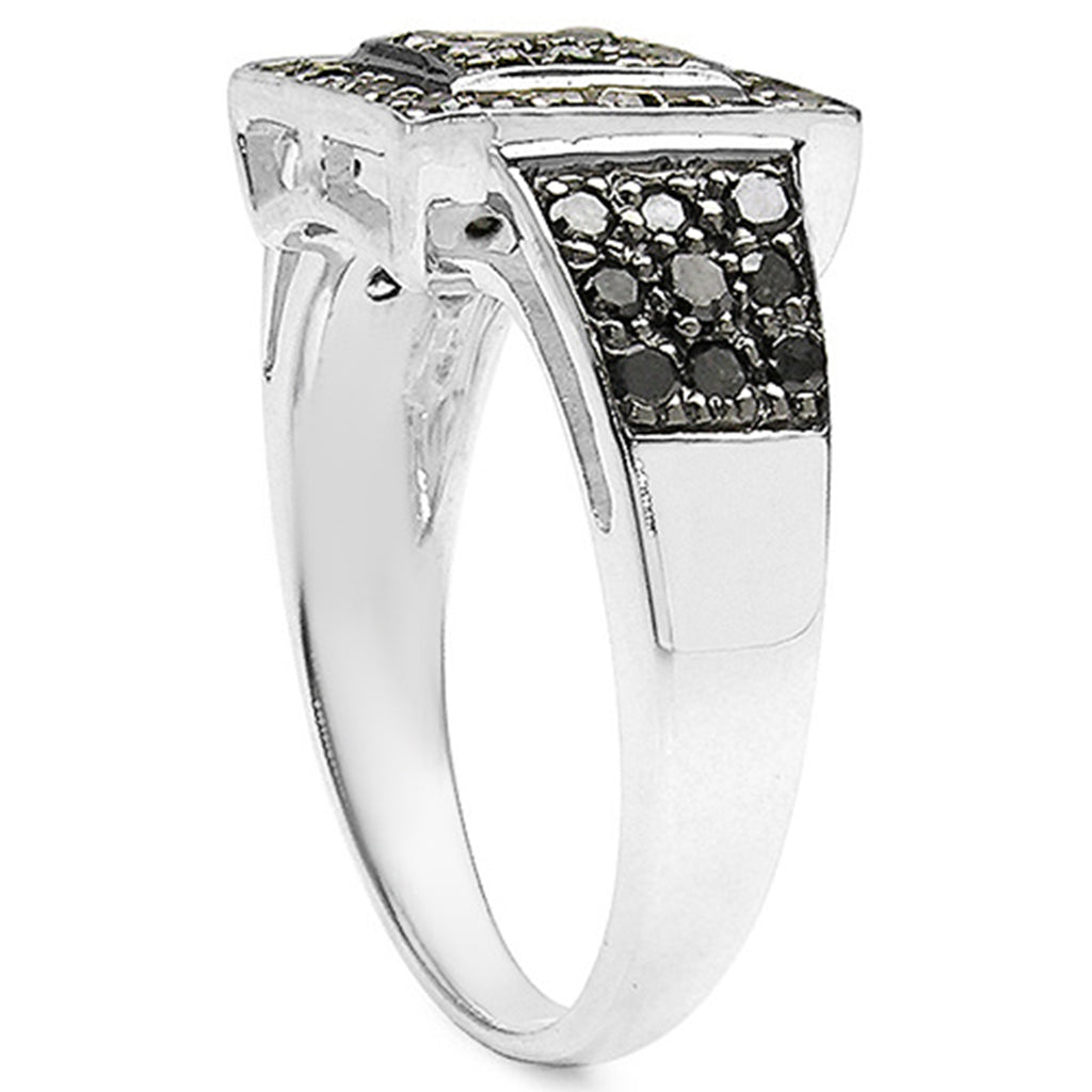 Multicolor Diamond Ring 0.74 Carats Sterling Silver