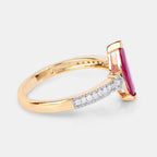Ruby Ring With Diamonds 0.98 Carats 14K Yellow Gold