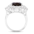 Smoky Quartz Ring With White Topaz 9.22 Carats Sterling Silver