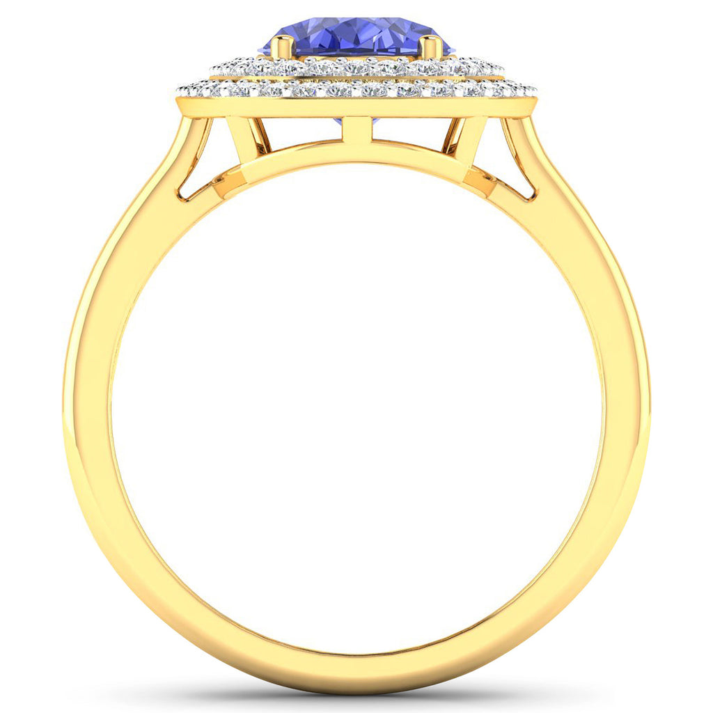 Tanzanite Ring With Diamonds 1.96 Carats 14K Yellow Gold
