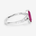 Ruby Ring With Diamonds 1.54 Carats 14K White Gold