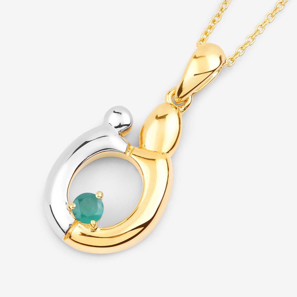 Emerald Mom Pendant 0.16 Carats Gold Plated Silver