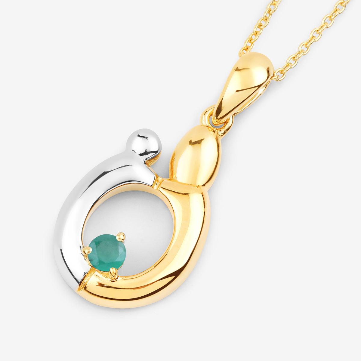 Emerald Mom Pendant 0.16 Carats Gold Plated Silver