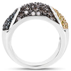 Champagne Diamond Ring With Blue Diamond 0.9 Carats Sterling Silver