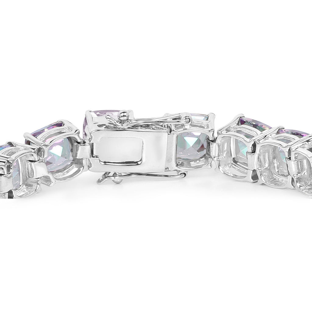 Rainbow Quartz Tennis Bracelet 48.9 Carats Sterling Silver
