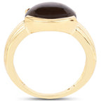 Smoky Quartz Ring 4.88 Carats Gold Plated Silver