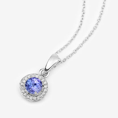 Tanzanite Pendant With White Topaz 1.02 Carats Sterling Silver