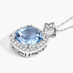 Aquamarine Pendant With Diamonds 3.26 Carats 14K White Gold