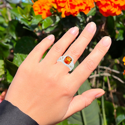 Natural Citrine Cocktail Ring With White Topazes 3.70 Carats Total