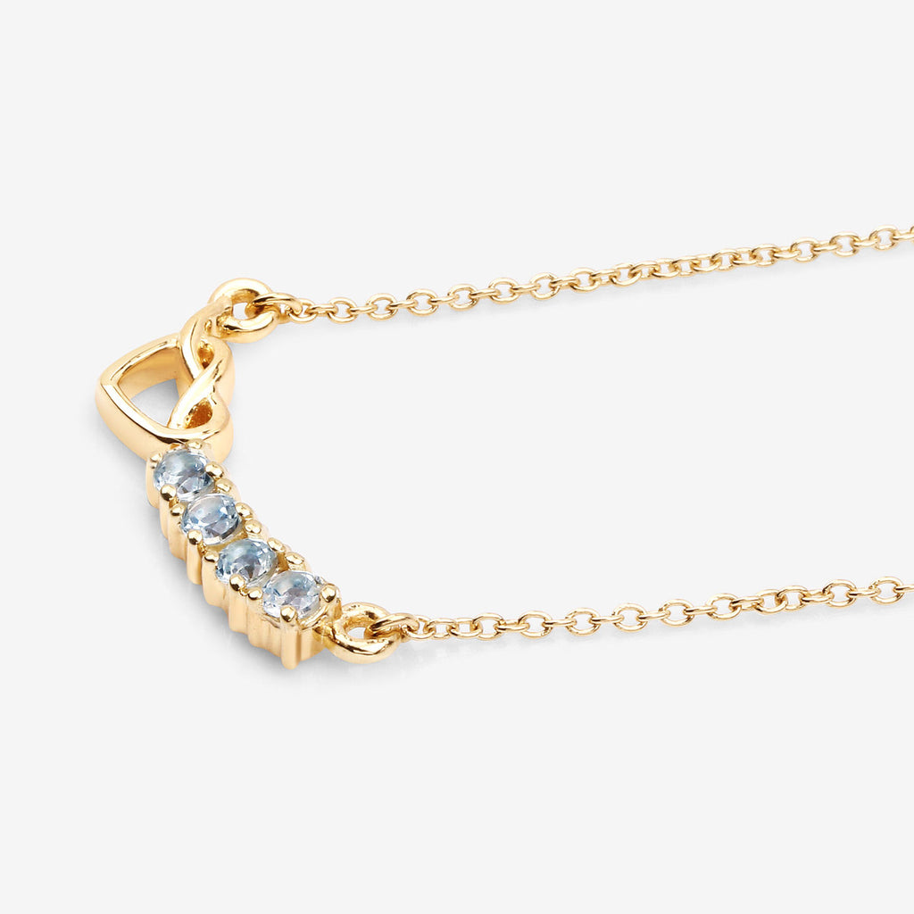 Blue Topaz Heart Necklace 0.28 Carats Gold Plated Silver