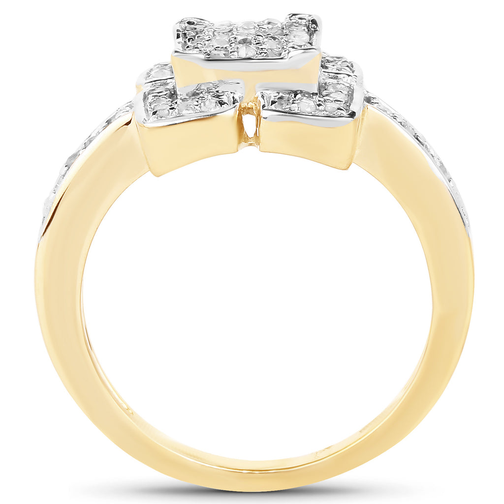Diamond Ring 0.22 Carats Gold Plated Silver