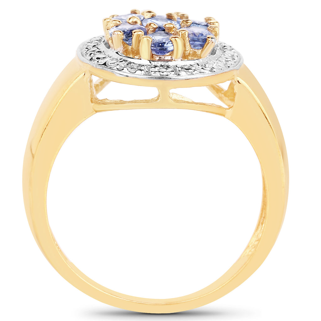 Tanzanite Ring 1.18 Carats Gold Plated Silver