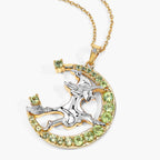 Peridot Witch Pendant With White Topaz 1.02 Carats Gold Plated Silver