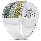 Multicolor Diamond Ring 1.4 Carats Sterling Silver