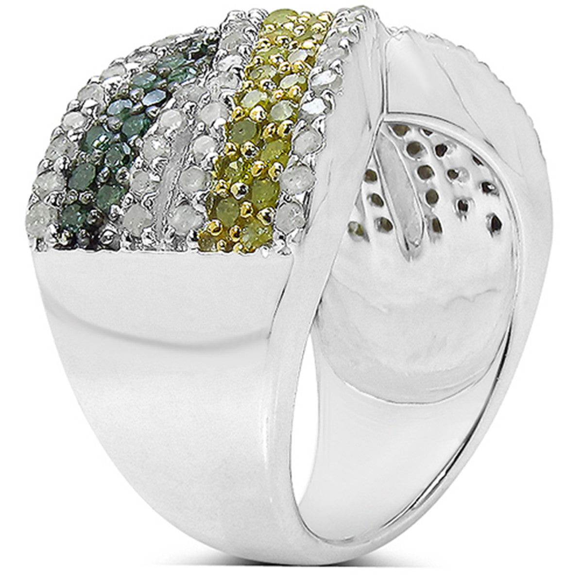 Multicolor Diamond Ring 1.4 Carats Sterling Silver
