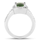 Chrome Diopside Ring With White Topaz 1.64 Carats Sterling Silver
