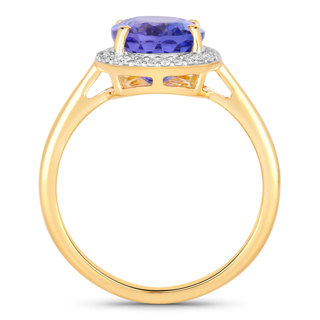 Tanzanite Ring With Diamonds 3.4 Carats 14K Yellow Gold