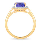 Tanzanite Ring With Diamonds 3.4 Carats 14K Yellow Gold