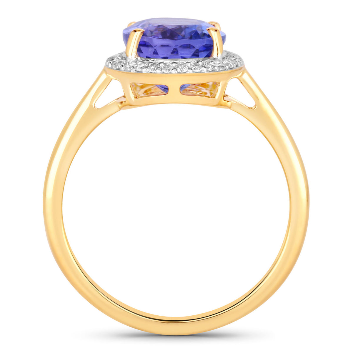Tanzanite Ring With Diamonds 3.4 Carats 14K Yellow Gold