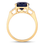 Blue Sapphire Ring With Diamonds 4.42 Carats 14K Yellow Gold