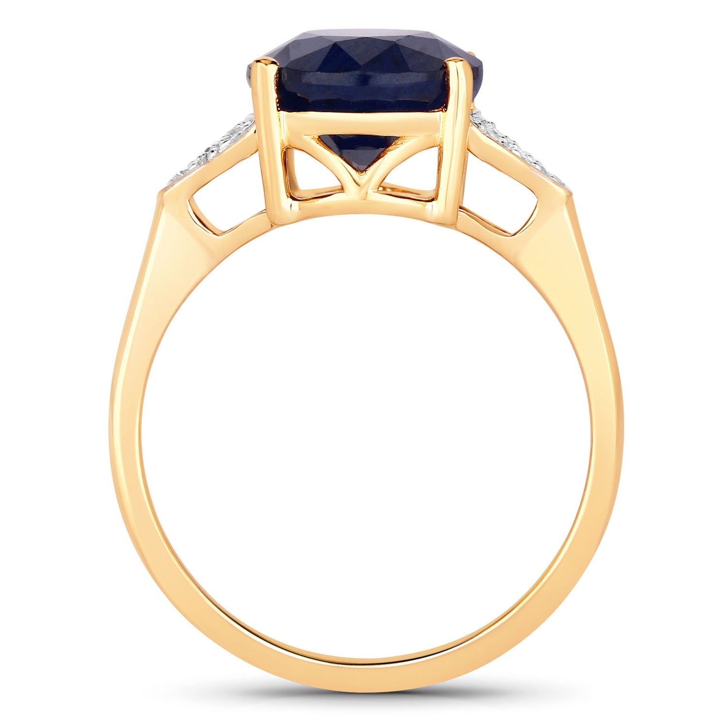 Blue Sapphire Ring With Diamonds 4.42 Carats 14K Yellow Gold