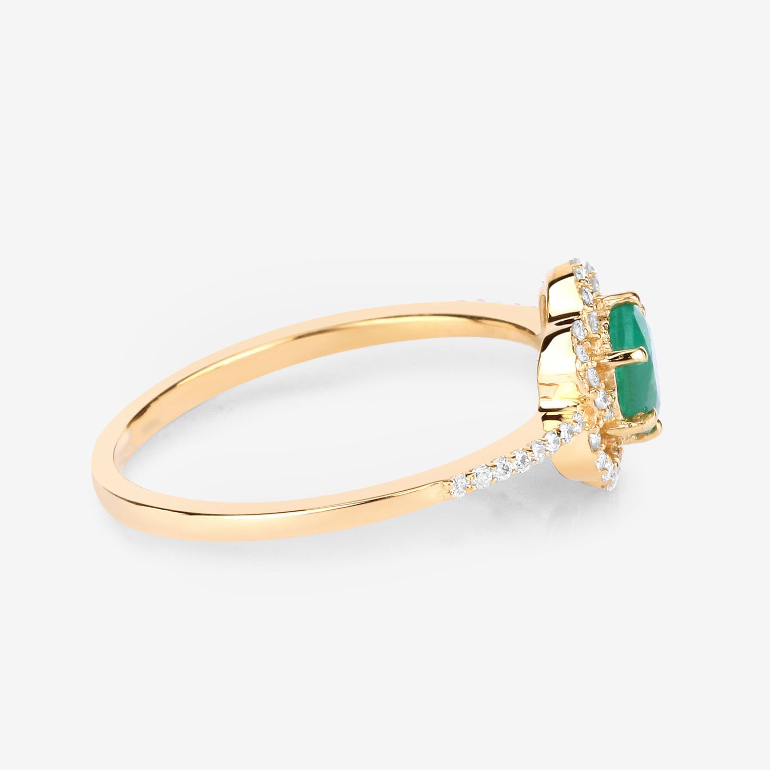 Zambian Emerald Ring With Diamonds 0.52 Carats 14K Yellow Gold