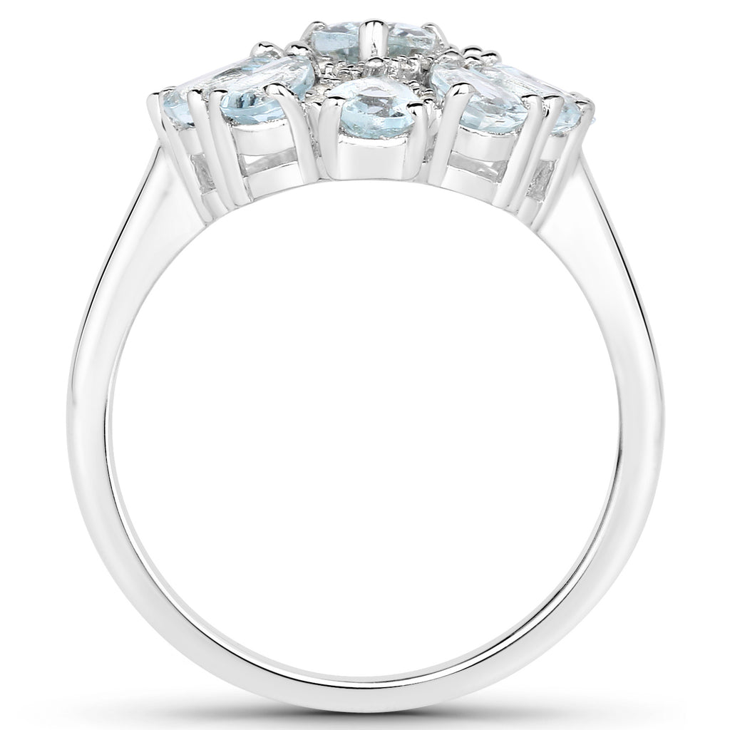 Aquamarine Ring With White Topaz 1.84 Carats Sterling Silver