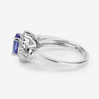 Tanzanite Ring With Diamonds 0.76 Carats Sterling Silver