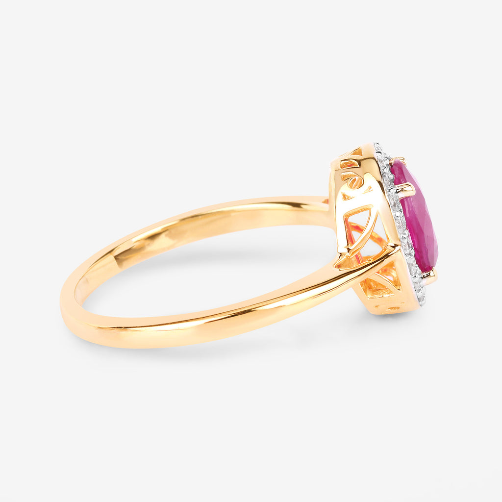 Ruby Ring With Diamonds 1.8 Carats 14K Yellow Gold