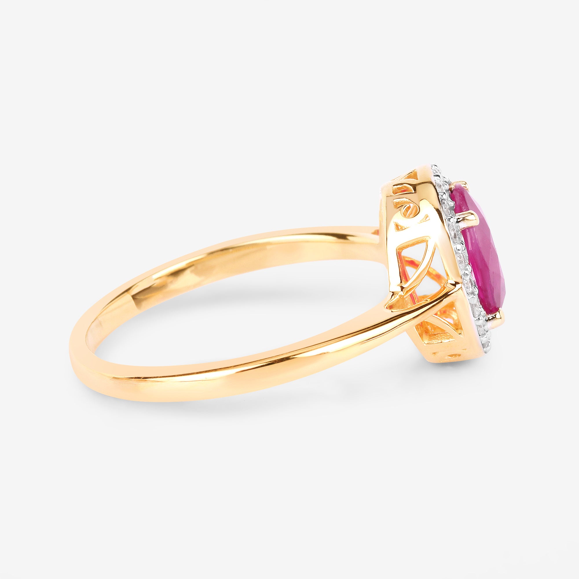 Ruby Ring With Diamonds 1.8 Carats 14K Yellow Gold