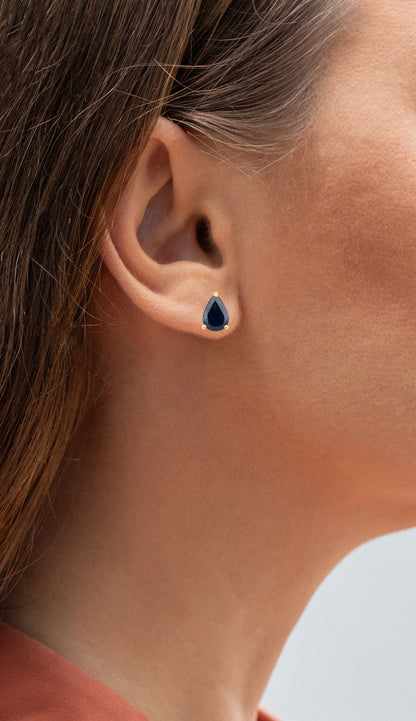 Blue Sapphire Stud Earrings 1.57 Carats 14K Yellow Gold