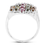 Multicolor Tourmaline Ring 5.84 Carats Sterling Silver
