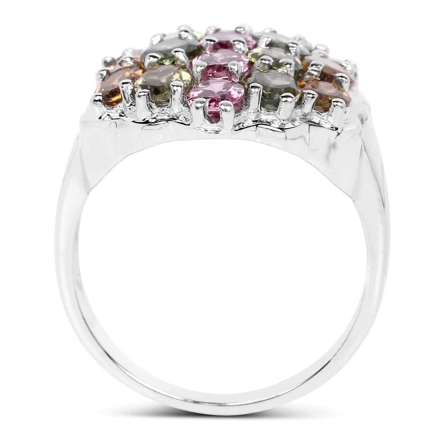 Multicolor Tourmaline Ring 5.84 Carats Sterling Silver