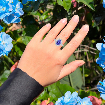 Tanzanite Ring Diamonds 3.82 Carats 14K White Gold