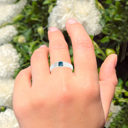 Blue Diamond Ring 0.33 Carats 9K White Gold