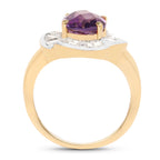 Amethyst Ring With White Topaz 3.28 Carats Gold Plated Silver