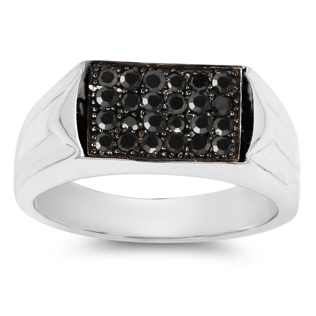 Black Diamond Ring 0.4 Carats Sterling Silver