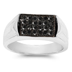 Black Diamond Ring 0.4 Carats Sterling Silver