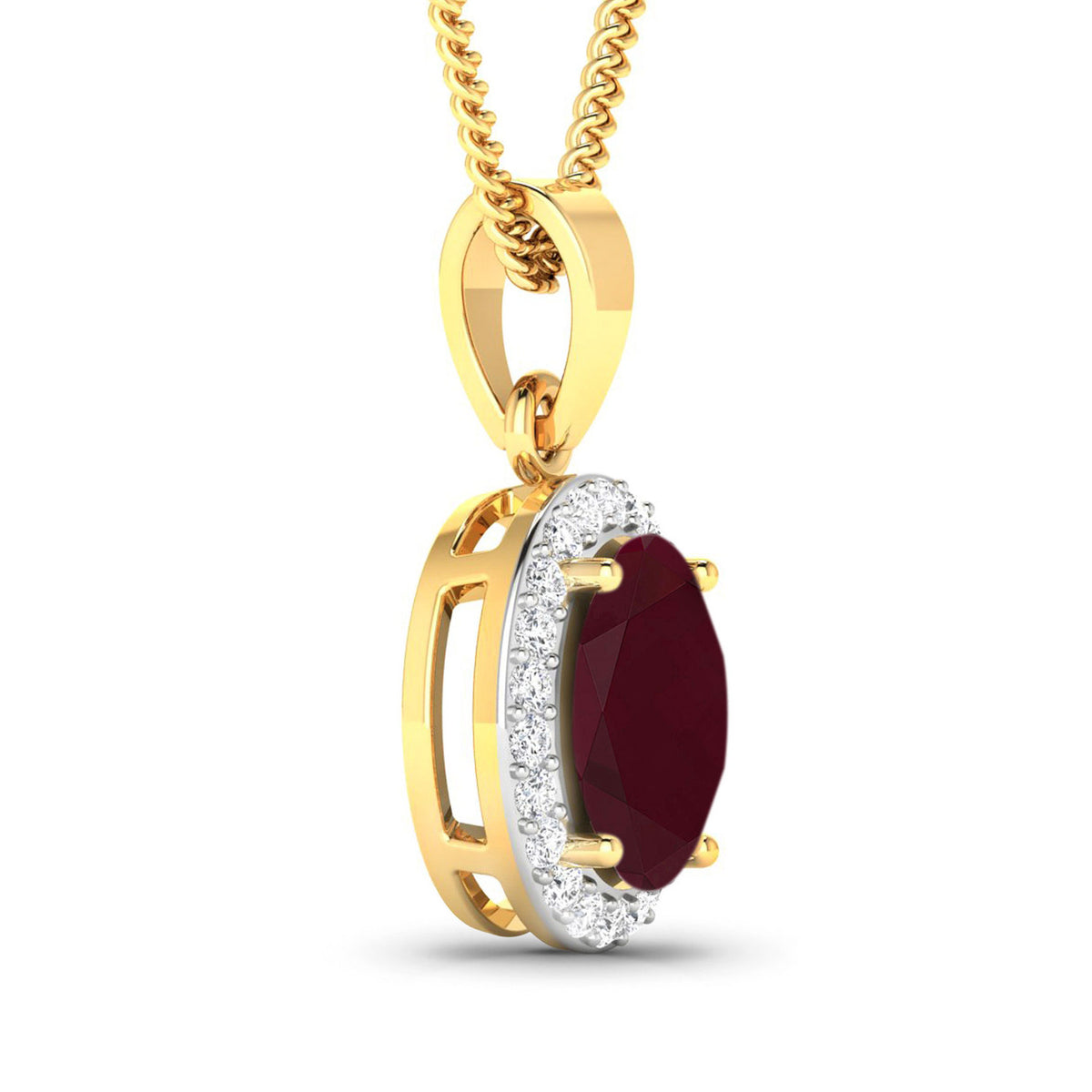 Ruby Pendant With Diamonds 2.48 Carats 14K Yellow Gold