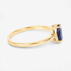 Blue Sapphire Ring With Diamonds 0.96 Carats 10K Yellow Gold