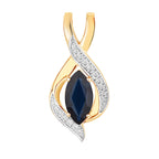 Blue Sapphire Pendant With Diamonds 2.2 Carats 14K Yellow Gold
