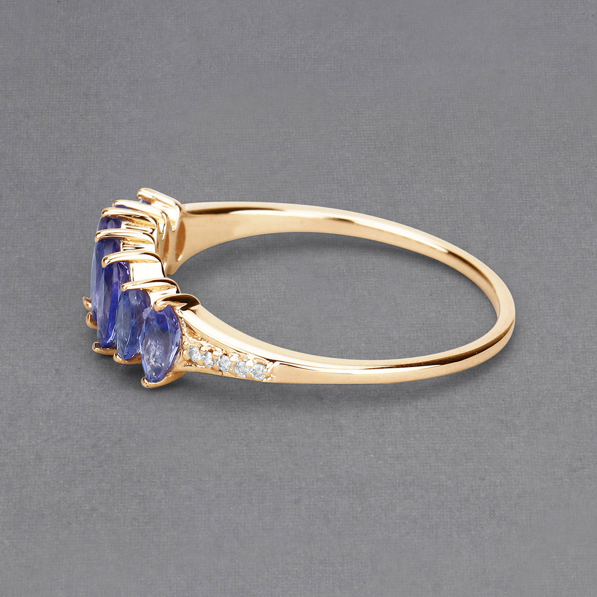 Tanzanite Ring With Diamonds 0.72 Carats 14K Yellow Gold