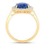 Blue Sapphire Ring With Diamonds 4.14 Carats 18K Yellow Gold